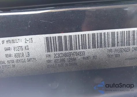 2015 Dodge Charger Se from USA, damaged, VIN 2C3CDXBG5FH784933